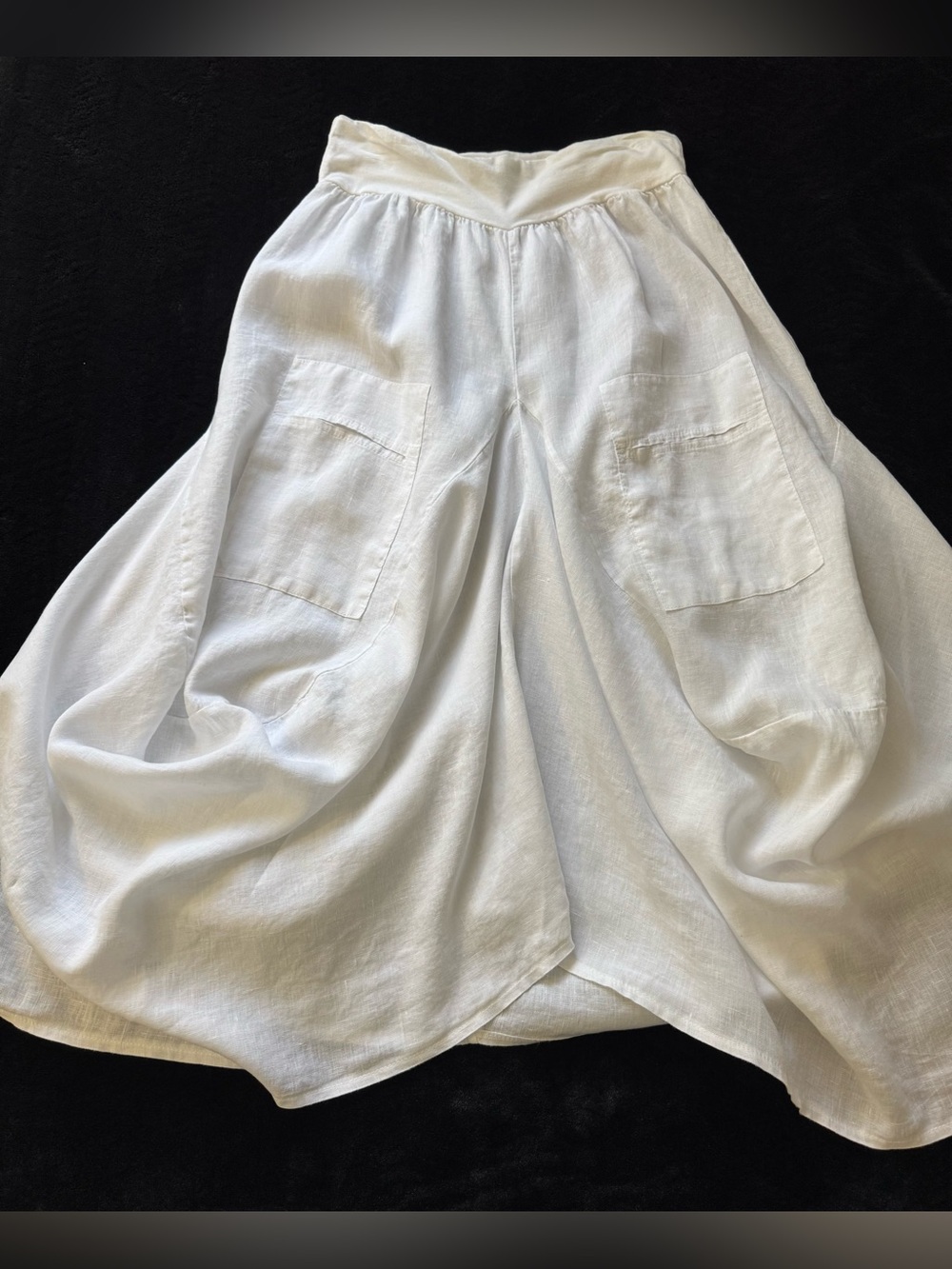 Tempo Paris Bubble Skirt Womens Sz M White Linen Jersey Boho Grunge Lagenlook - Picture 5 of 9